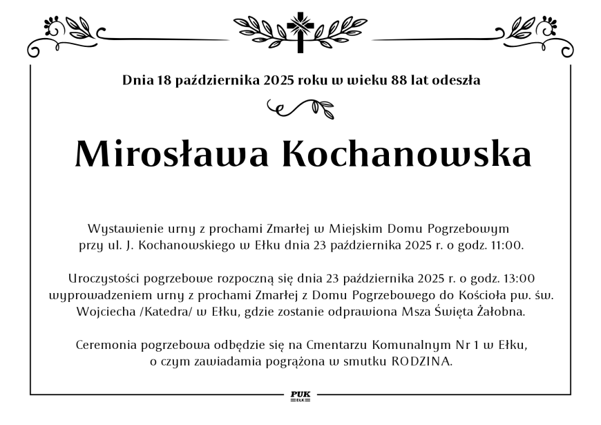 Mirosława Kochanowska - nekrolog